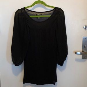 Lucky Brand, black silk top w/ blouson sleeves